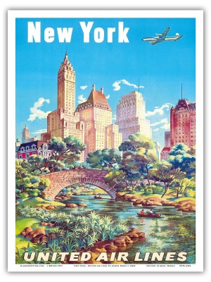 New York United Air Lines travel poster